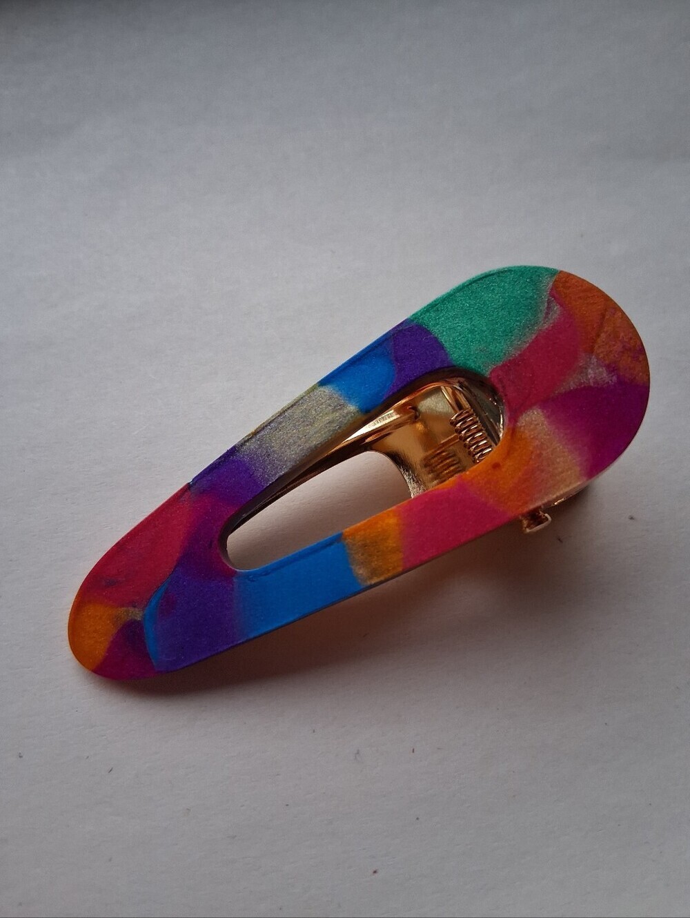 5/$25 Hand Crafted Multicolor Resin Hair Clip - Blue Green Pink Orange Purple